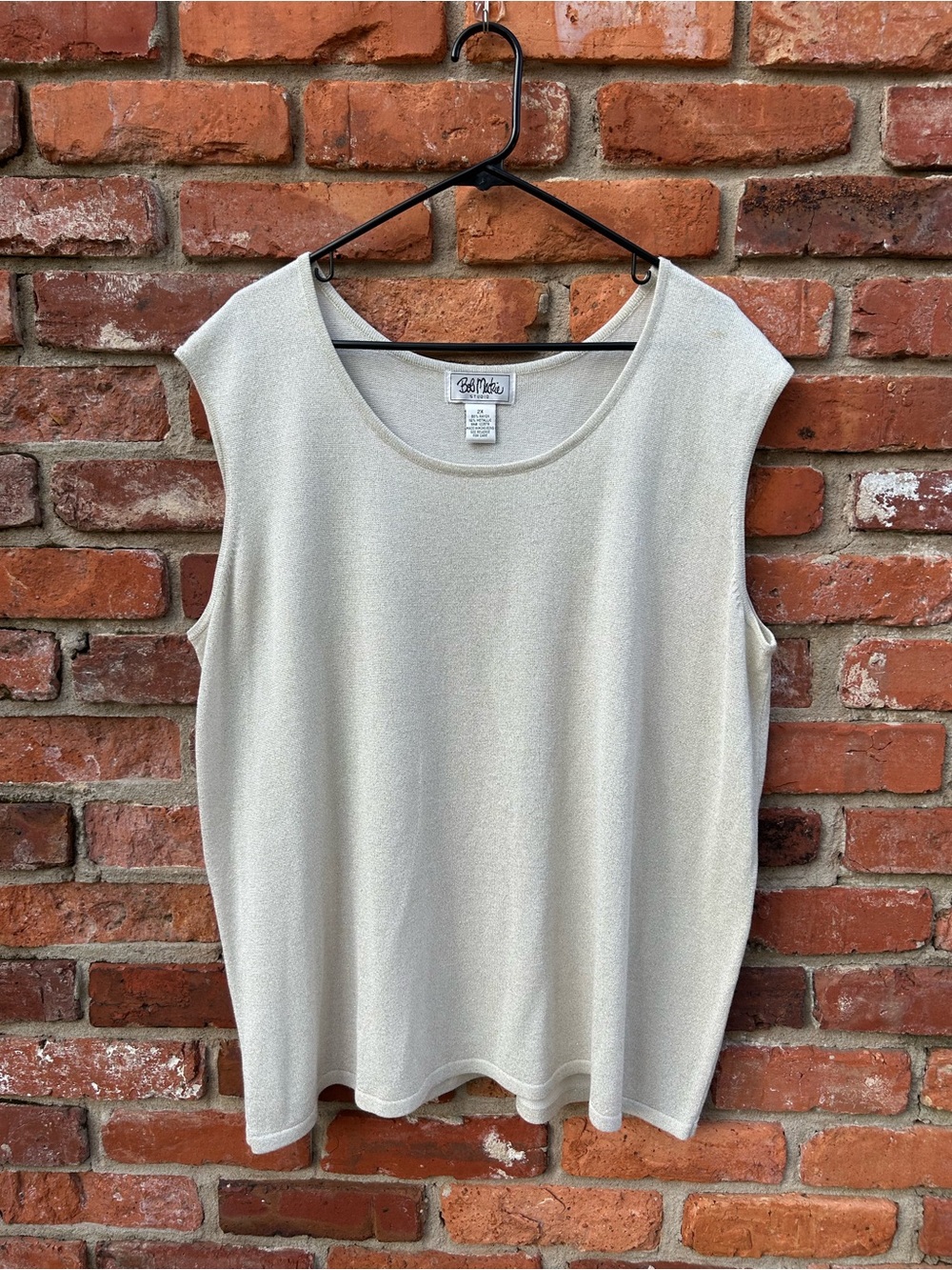Bob Mackie Sleeveless Gold Metallic Knit Top 2X